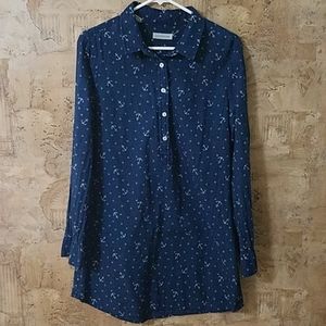 Jachs Girlfriend Navy Blue Anchor Dress Shirt